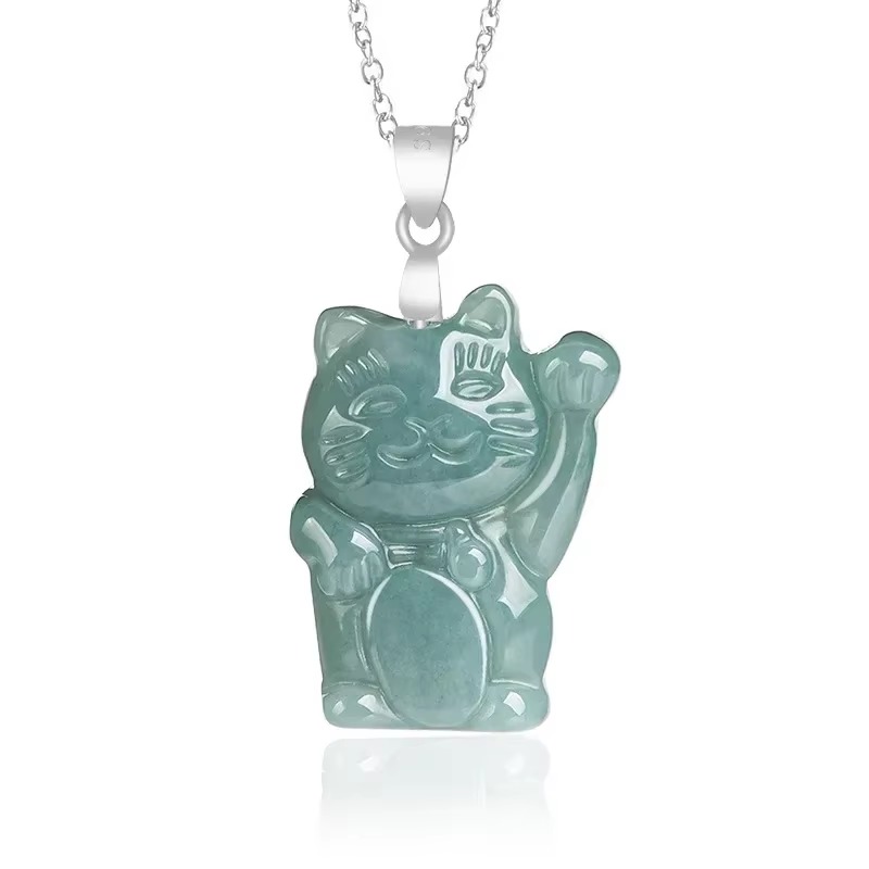 Vintage Fashion Outfit - Birmese Blauwe Jade Fortuin Kat Hanger
