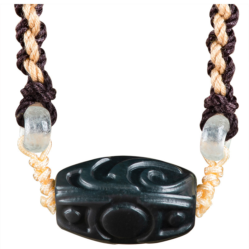 Vintage Fashion Jewelry - Hetian Jade Carve Bead Hanger Ketting