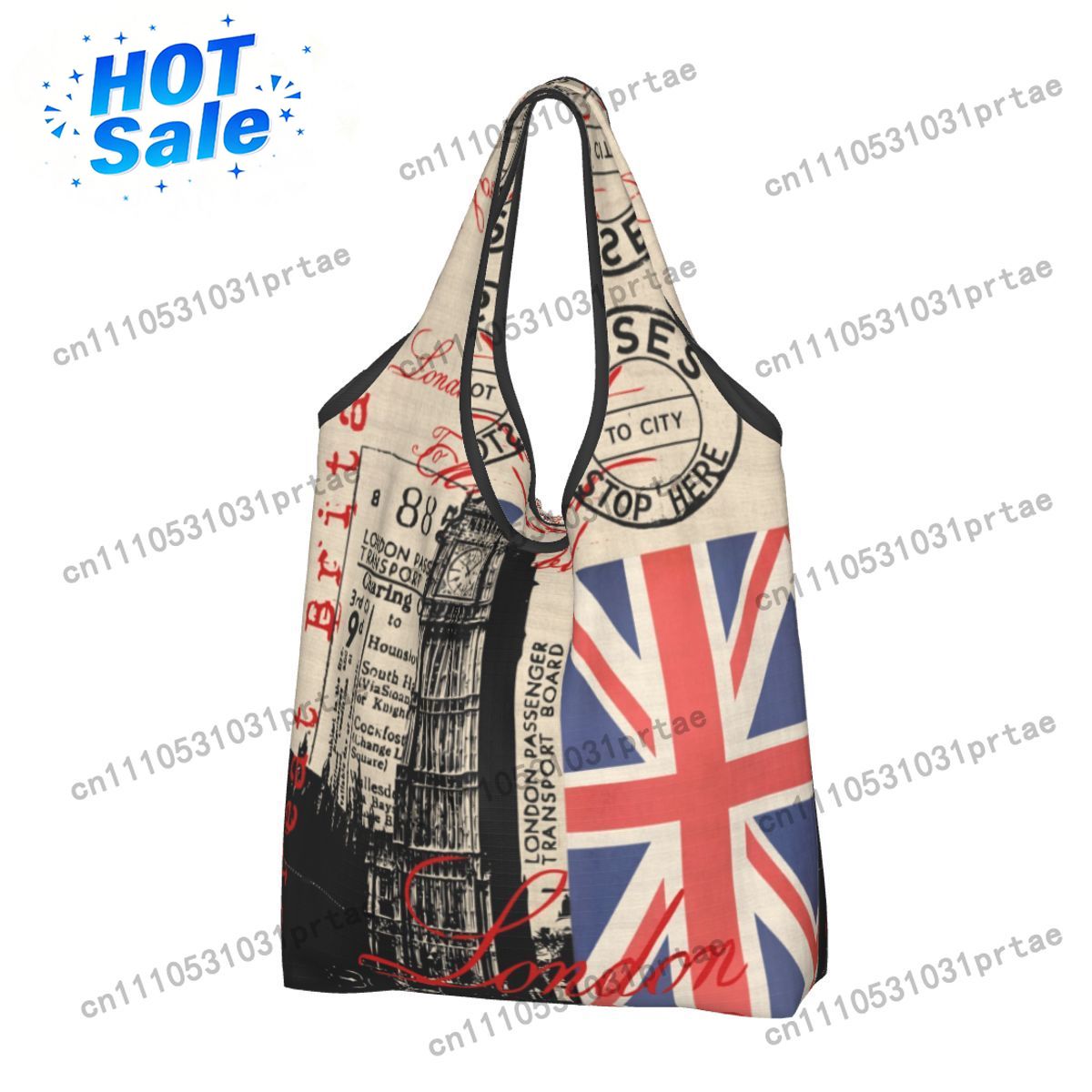 Vintage Fashion London - Aangepaste retro vintage Londen boodschappentas grappige