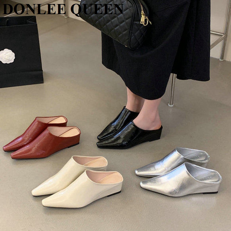 Vintage Fashion Style - Damesmode Mule Slippers met gesloten teen