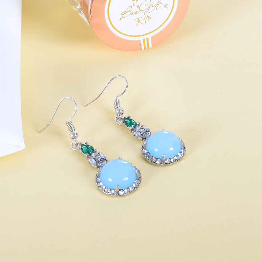 Vintage Fashion Jewelry - Blauwe natuurlijke jade oorbellen Vintage Designer