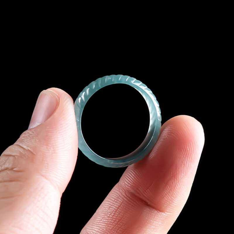 Vintage Fashion Jewelry - Blauwe echte Birmese Jadeiet ringen luxe