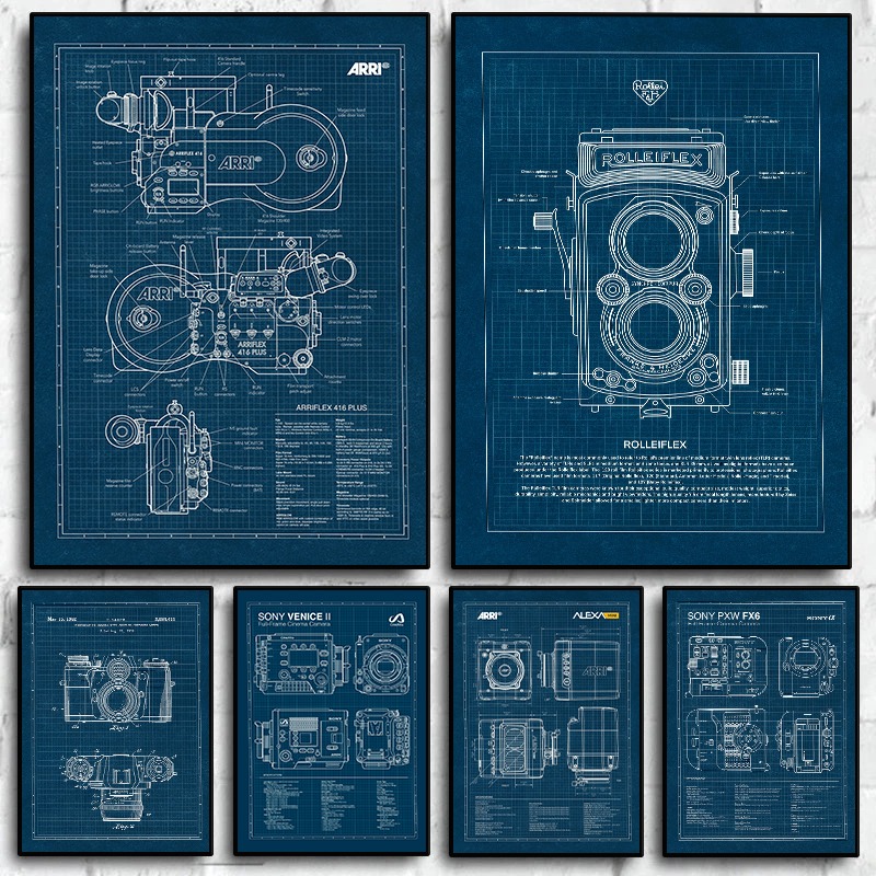 Vintage Fashion Wall Art - Vintage Leica Camera Blauwdruk Poster Fotografie