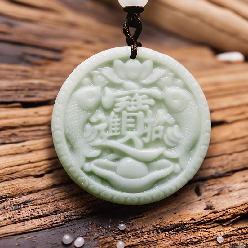 Groene echte jade karper vis h - Vintage Fashion Jewelry recensie en prijs