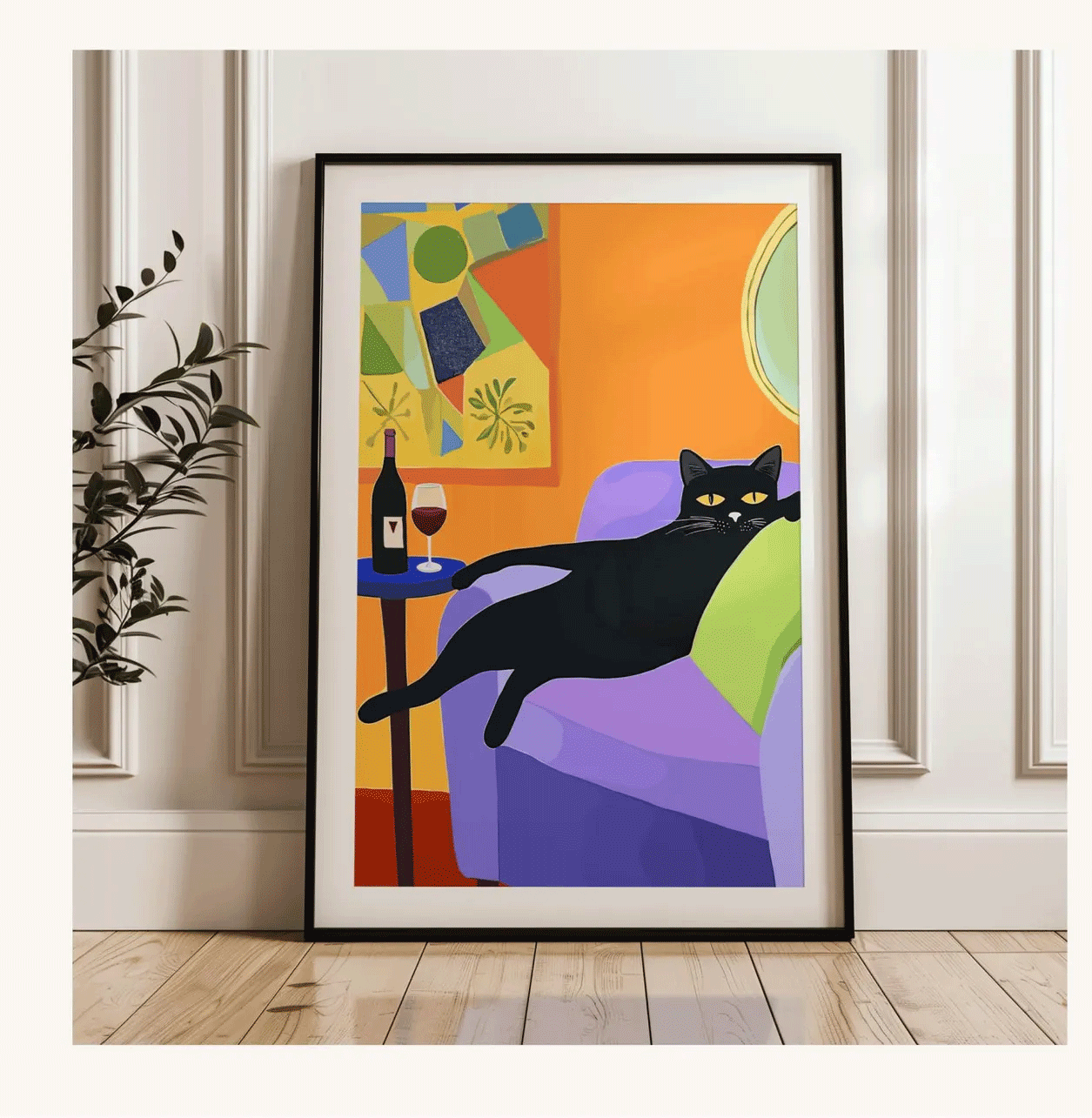 Retro Zwarte Kat Wijn Muur Kun - Vintage Fashion Wall Art recensie en prijs
