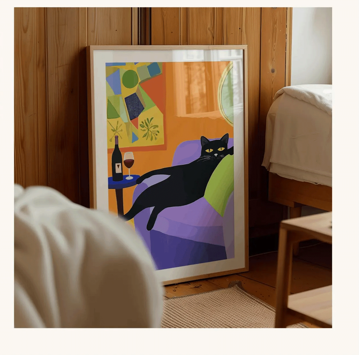 Retro Zwarte Kat Wijn Muur Kun - Vintage Fashion Wall Art recensie en prijs
