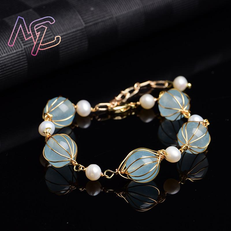 Blauwe natuurlijke jade kraal  - Vintage Fashion Jewelry recensie en prijs